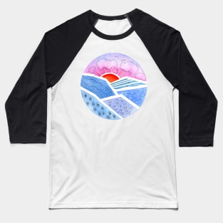 Abstract Seascape with Sunrise Baseball T-Shirt